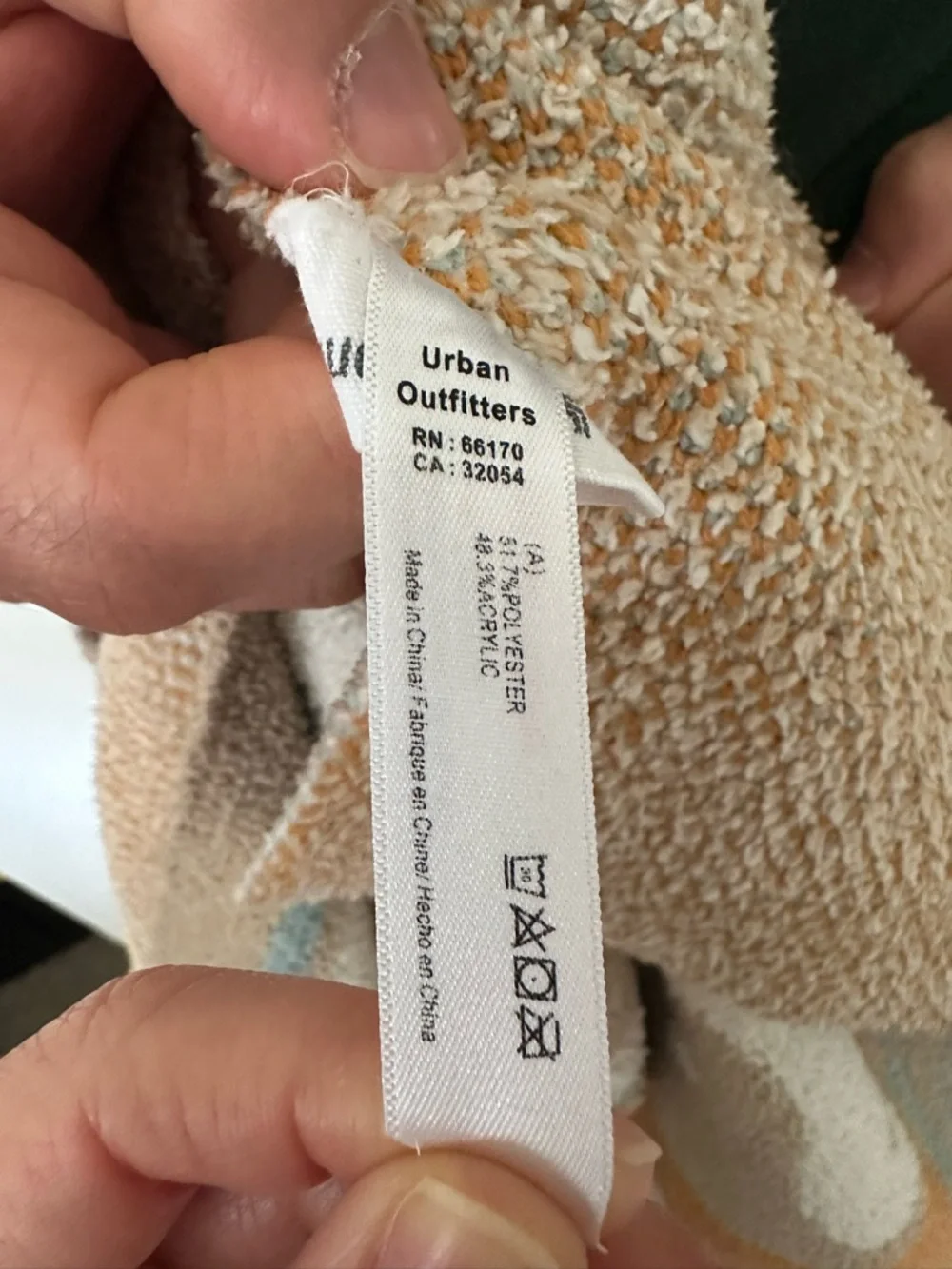 Urban Outfitters Blue, Orange & White Patterned Knit Throw Blanket - Picture 4 of 4